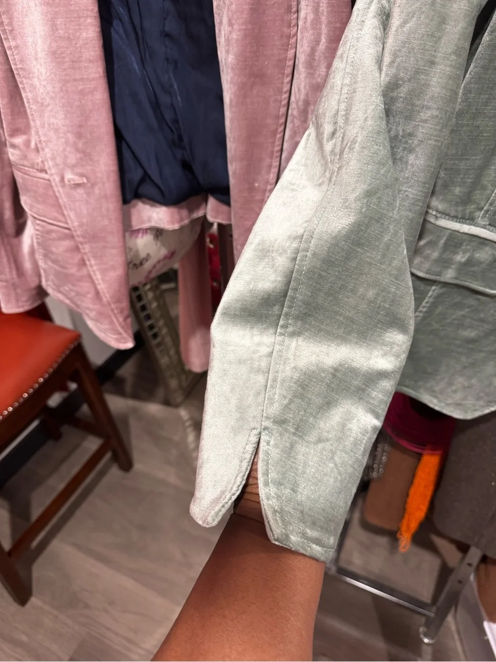 Free People Mint Green Velvet Blazer